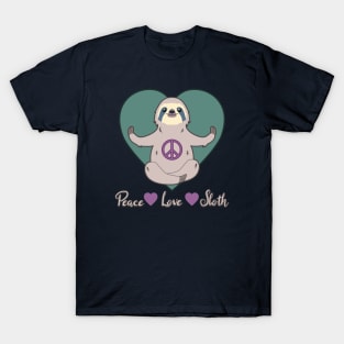 Peace Love Sloth Blue Tone T-Shirt